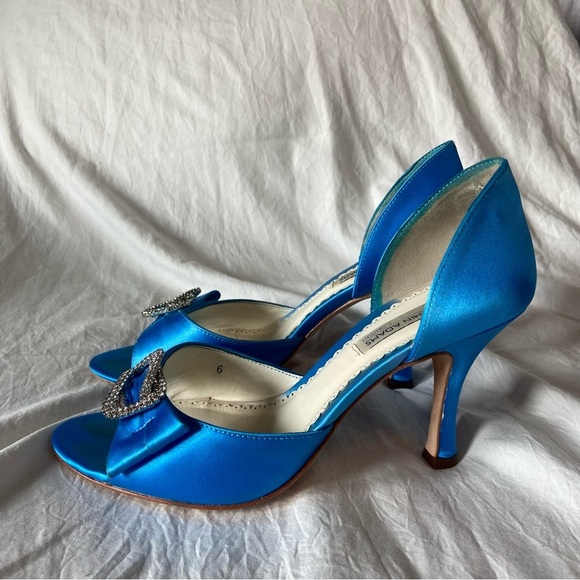 Benjamin Adams London Blue Dyed Duchesse Silk Heels - Picture 8 of 13